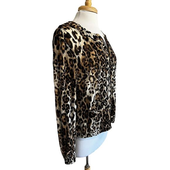 Peck & Peck Women's XL Leopard Cheetah Print Sheer Mesh Blazer Jacket - Picture 3 of 7